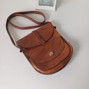 Pretty Vintage Stocko Shoulder Short Strap Bag Brown Real Leather 7'' x 7.5''